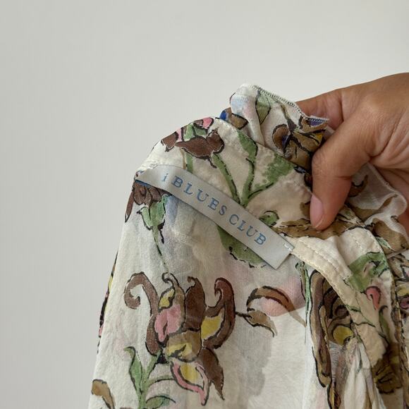 Vintage Italian Sheer Mesh Ruffle-Neck Floral Tunic Top (M/L) - Picture 8 of 8